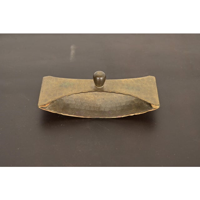 Art Deco Roycroft Arts & Crafts Brass Finished Hammered Copper Rocker Blotter For Sale - Image 3 of 11