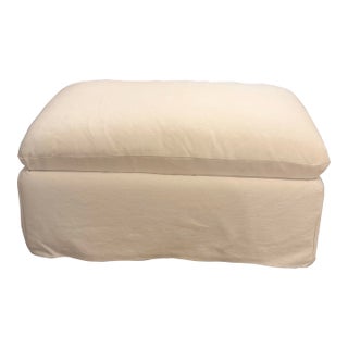 Ever White Slipcovered Storage Nursery Ottoman by Leanne Ford For Sale