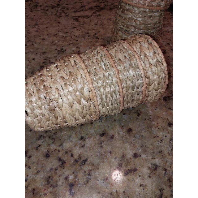 Traditional Woven Water Hyacinth Shades Set of 12 For Sale - Image 3 of 3