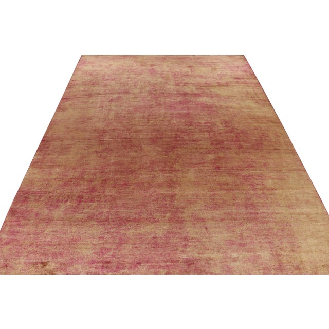 Hand-knotted in fine, luxurious silk, a fabulous 12'x18' oversized rug from Rug & Kilim’s most brilliant textural works....