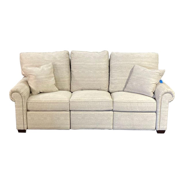 Stickley 3-Seat Sofa in Light Beige Fabric With Cushions For Sale
