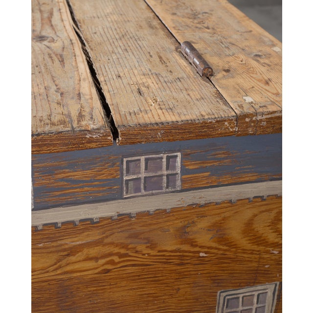 19th C. English Painted Pine Chest With Georgian Manor Façade For Sale - Image 18 of 18