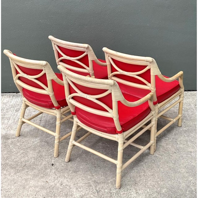 Wood Vintage McGuire Rattan Dining Chairs - Set of 4 For Sale - Image 7 of 12