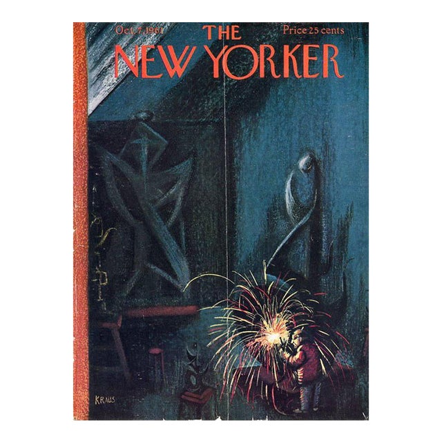 1961 Vintage New Yorker Cover, October 7, Robert Kraus Cover Illustration, Artist, Sculpture For Sale