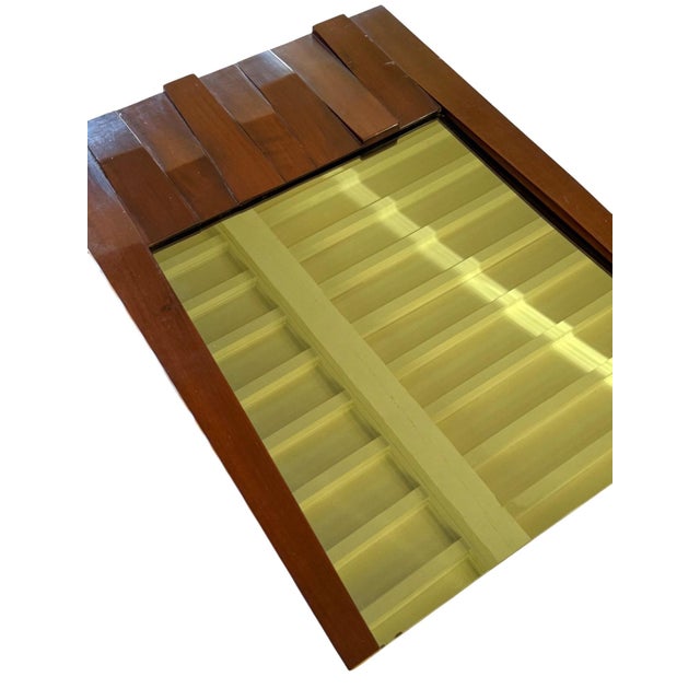 Luciano Frigerio, Hollywood Regency Mod. Tartaro Solid Padouk Wood Mirror, Italy 1970s For Sale - Image 9 of 12