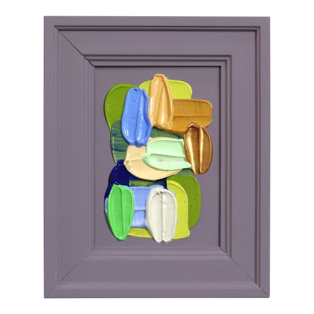 Mauve - Contemporary Colorful Impasto Inspired Abstract Painting Wooden Frame Original Artwork by Shiri Phillips For Sale