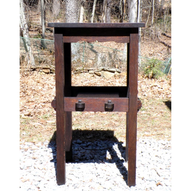 Vintage Mission Oak Arts & Crafts Side Table Plant Stand End Table For Sale In Boston - Image 6 of 15