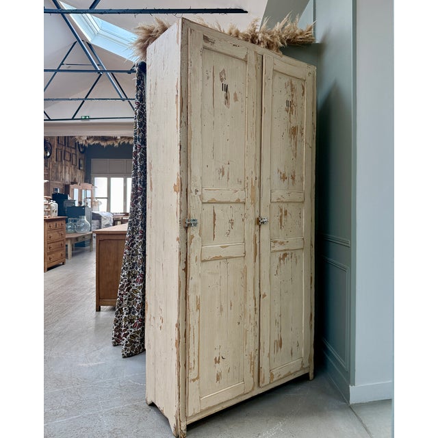 Wood Vitage Patinated Wardrobe in Wood, 1940s For Sale - Image 7 of 16