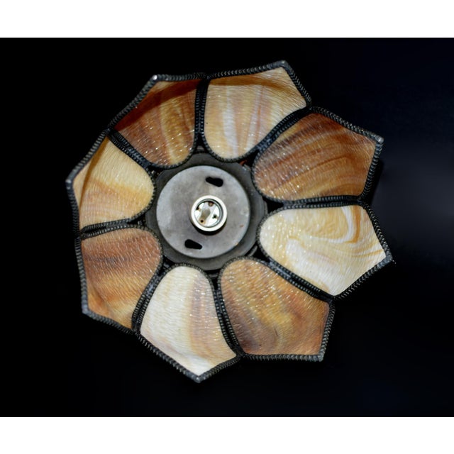 Antique Tiffany Style Lotus Ceiling Light Lamp Shade For Sale - Image 12 of 15
