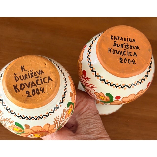 Folk Art Vintage Hand Painted Set of European Folk Art Vessels For Sale - Image 3 of 3