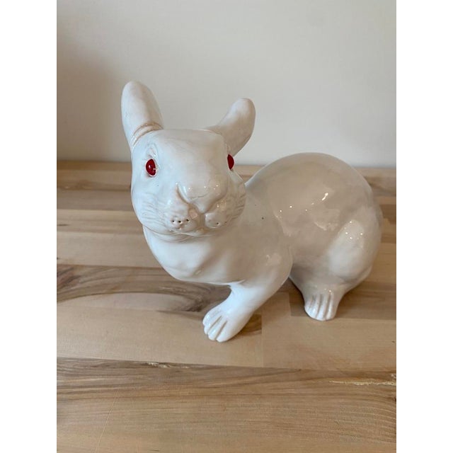 Vintage French Faience Majolica French Bunny Rabbit, Large For Sale - Image 4 of 7