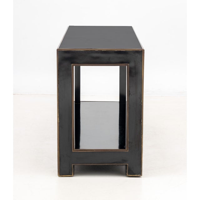 Maison Jansen Attr. Black Lacquered Console Table For Sale In New York - Image 6 of 6