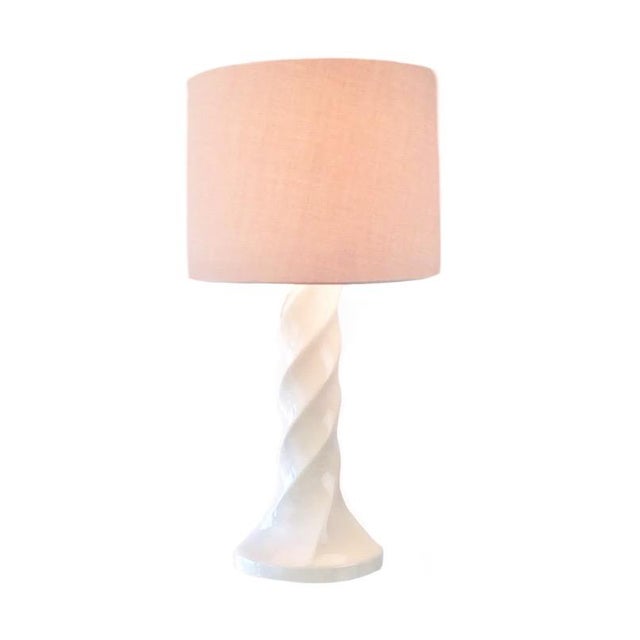 1980s 1980s Russel Wright Attributed White Glaze Ceramic Twist Form Table Lamp For Sale - Image 5 of 5