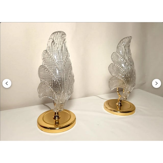 Brass Lamps in Murano Glass from Barovier, Set of 2 For Sale - Image 4 of 9