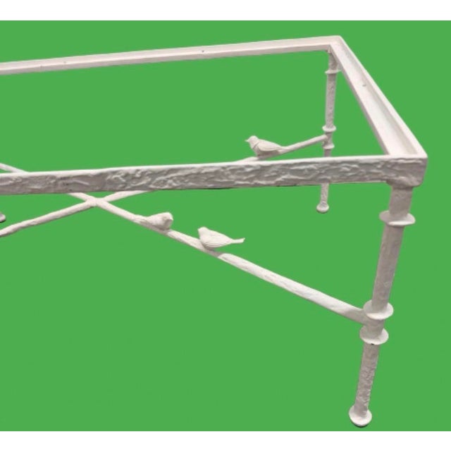 American Vintage Bronze Painted White Coffee Table With Birds Attributed to Diego Giacometti For Sale - Image 3 of 12