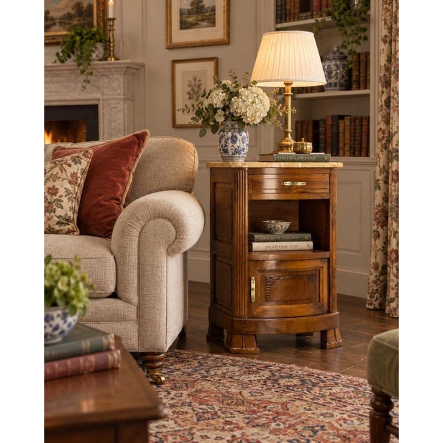 French Walnut, Marble and Bronze Nightstand, 1920 For Sale - Image 9 of 11