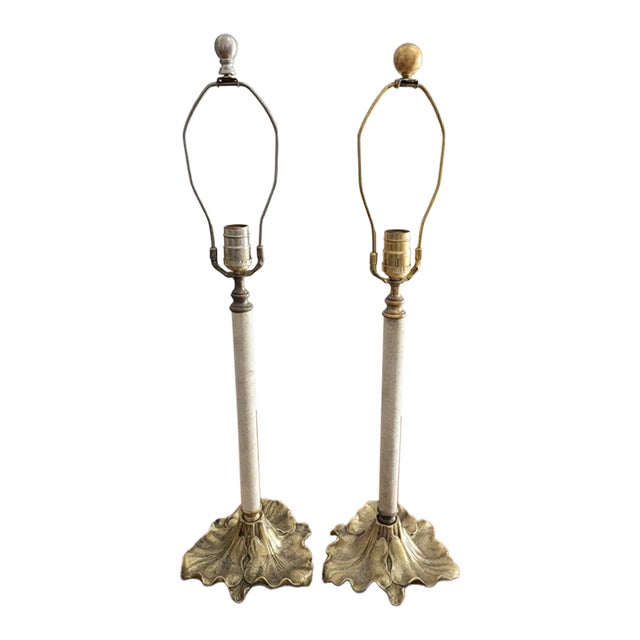 Vintage Art Nouveau Gold Leaf Base Table Lamps For Sale