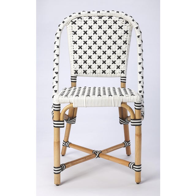 Tenor 18.5 in. Seat Height Rattan Side Dining Chair with Back, Black For Sale - Image 9 of 11