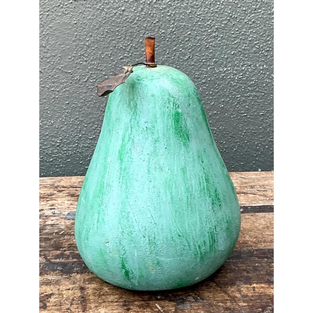 Vintage Green Painted Plaster Pear For Sale - Image 10 of 12