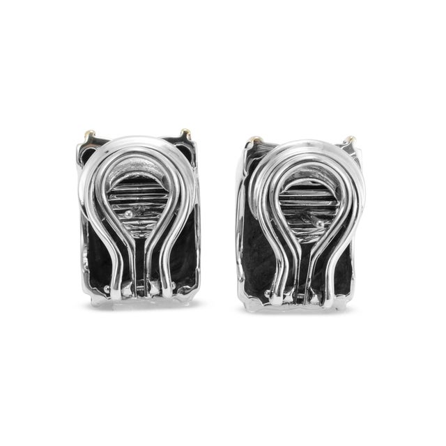 David Yurman David Yurman 14k Yellow Gold & 925 Silver Classics Cigar Huggie Clip-on Earrings, A Pair For Sale - Image 4 of 8