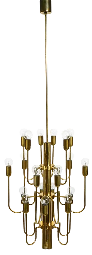 Mid-Century Brass Chandelier with Long Brass Rod, 1960s