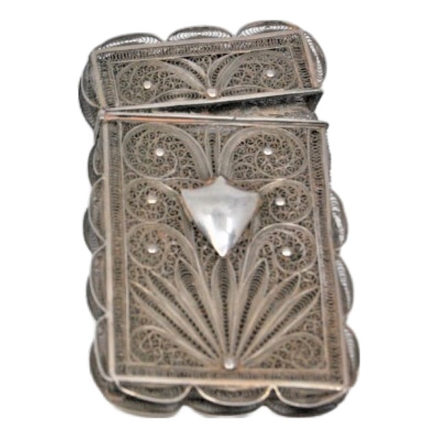 Filigree Silver Cartoneira with Removable Lid For Sale