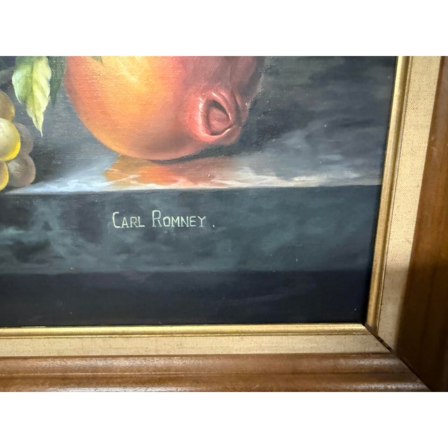 Realism 1940s Fruit Still Life Oil Painting For Sale - Image 3 of 9
