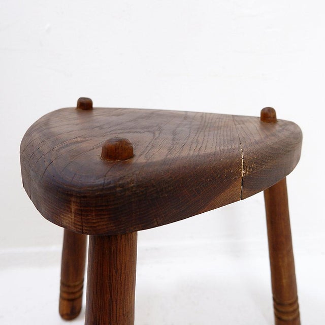 Rustic Tripod Stool with Triangular Seat, 1960s For Sale - Image 12 of 14