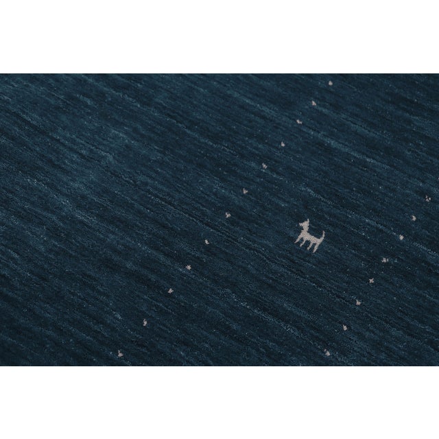 Modern Gabbeh Blue/Ivory Wool Rug - 9'9'' X 13'9'' For Sale - Image 4 of 10