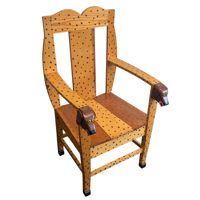 Neo-Folk Art Hand Painted Pine Dog Chair by Craig Carey For Sale In New York - Image 6 of 12