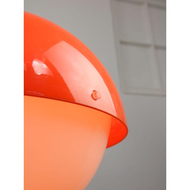 Italian Space Age Orange Acrylic Glass and Brass Pendant Lamp, 1970s For Sale - Image 14 of 16