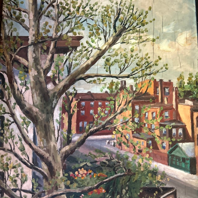 1950’s original impressionist tree & cityscape painting. Signed and framed. Measures 9.5x15.5 or about 10.5x16.5 framed....