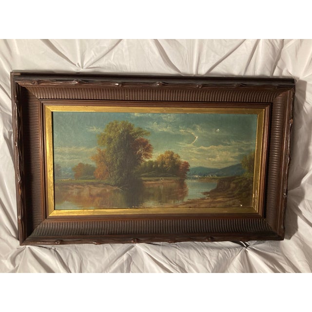 Textile African-American Celebrated 19th-Century Landscape Ohio River Valley Landscape by Prominent Painter Robert S. Duncanson (1821-1872), For Sale - Image 7 of 12