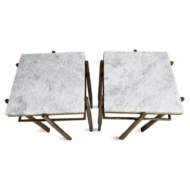 Luna Stone & Bronze Side Table For Sale - Image 14 of 14