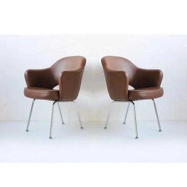 Eero Saarinen for Knoll Brown Executive Chairs - Set of 6 For Sale - Image 9 of 10