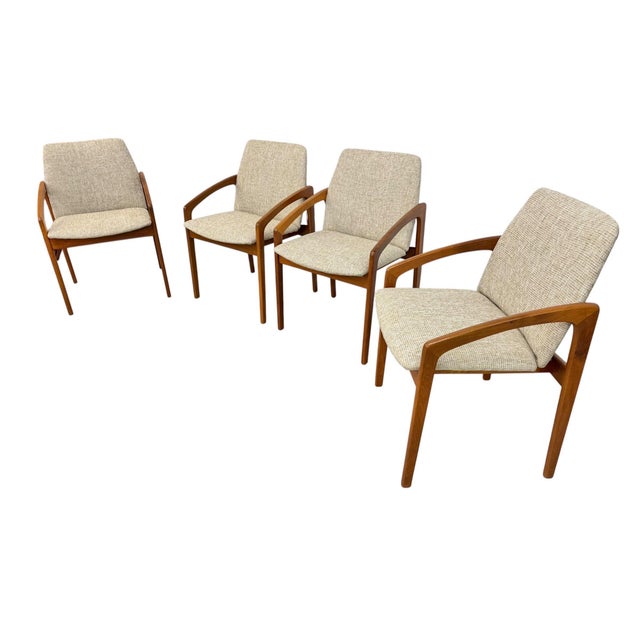 Mid-Century Modern Mid-Century Danish Modern Teak Upholstered Dining Chairs - Set of 4 For Sale - Image 3 of 7