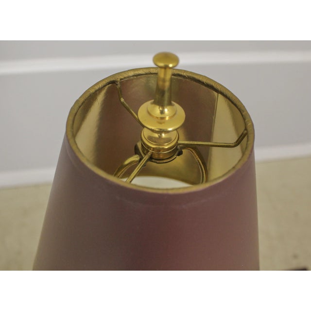 Traditional Brass Base Tall Lamp W. Shade For Sale - Image 3 of 9