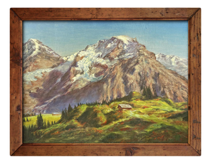 Jungfrau Massif Landscape, Early 1900s, Oil on Board, Framed