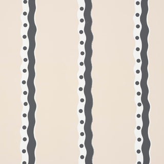 SAMPLE - Schumacher Rousseau Stripe Wallpaper In Noir & Cream For Sale