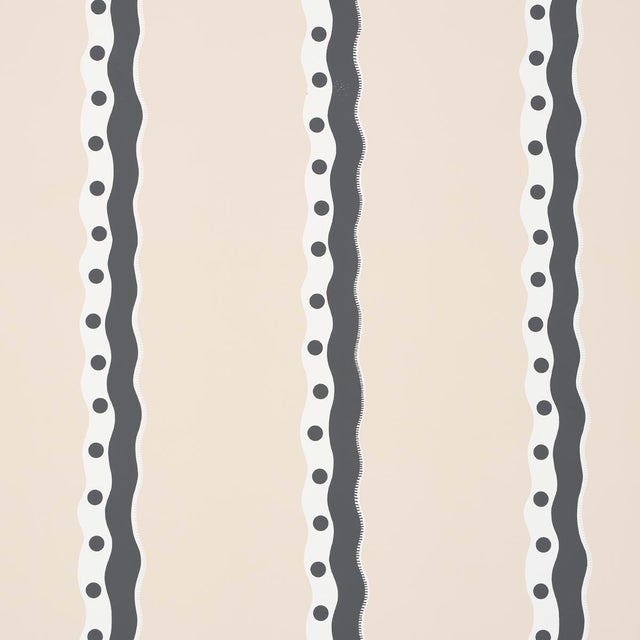SAMPLE - Schumacher Rousseau Stripe Wallpaper In Noir & Cream For Sale