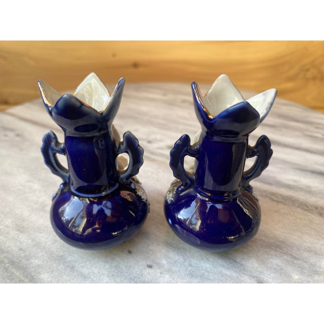 Victorian Mid 19th Century Old Paris Cobalt Vases- a Pair For Sale - Image 3 of 7