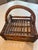 Brown Mid 20th Century Bamboo and Wicker Handled Table Serving Basket For Sale - Image 8 of 9