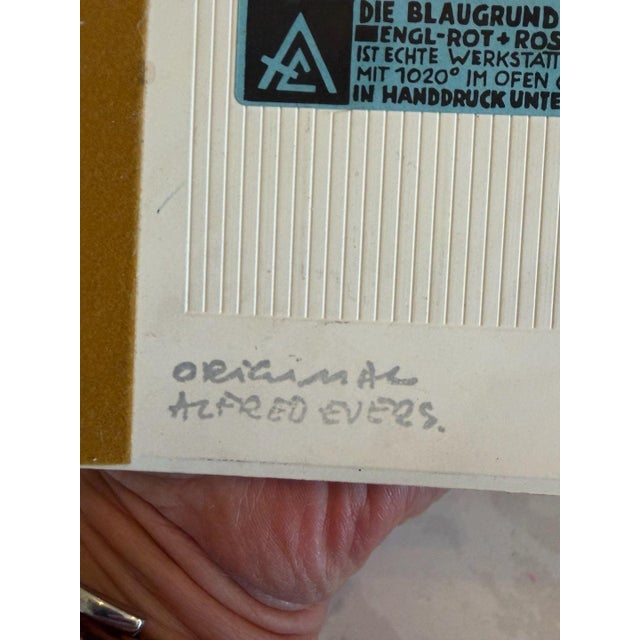 1960s Vintage Alfred Evers Lübeck Blue Ceramic Tile Art Niederegger Marzipan For Sale - Image 5 of 5