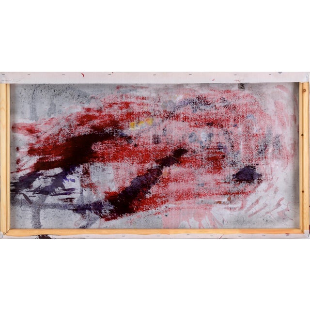 Textile Red Splatters on Grey Field - Abstract Expressionist in Acrylic on Linen by D Whalen For Sale - Image 7 of 10