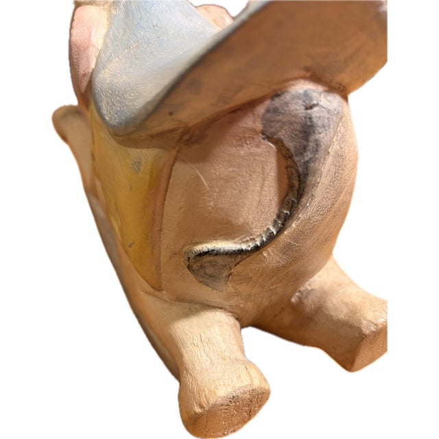 Mid 20th Century Vintage Hand-Carved Thai Wooden Rocking Elephant Sculpture - Rare Artisan Nursery Décor For Sale - Image 5 of 12
