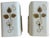 These are so great! The beautiful painted shades iver white and clear rimmed glass… simple brass plated box holders.