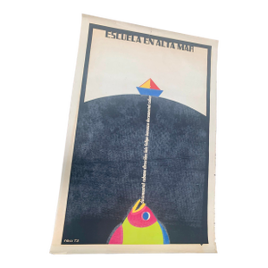 1973 Original Cuban Icaic Silkscreen Poster "Escuela en Alta Mar" by Ñiko