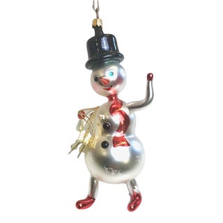 1990s Christopher Radko "Snowman with Skates" Christmas Ornament For Sale