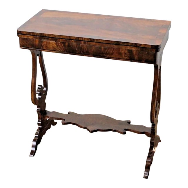 19th Century Flame Mahogany Console Game Table For Sale