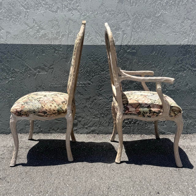 French Provincial Vintage French Provincial Faux Bois Dining Chairs - Set of 6 For Sale - Image 3 of 7